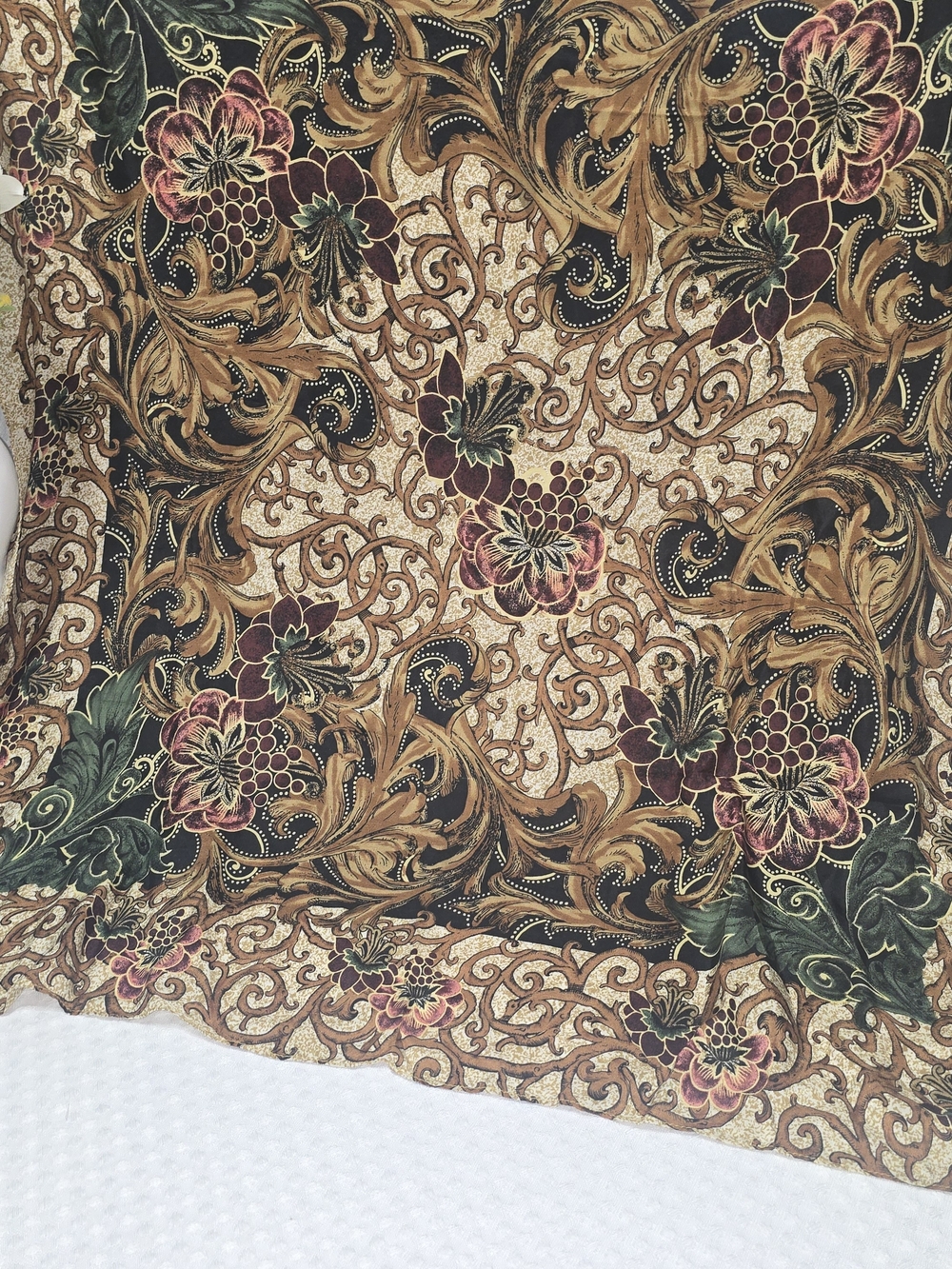 VINTAGE NEW YORK STUDIO 100% SILK SCARF OLD-WORLD TUSCAN JEWELTONES